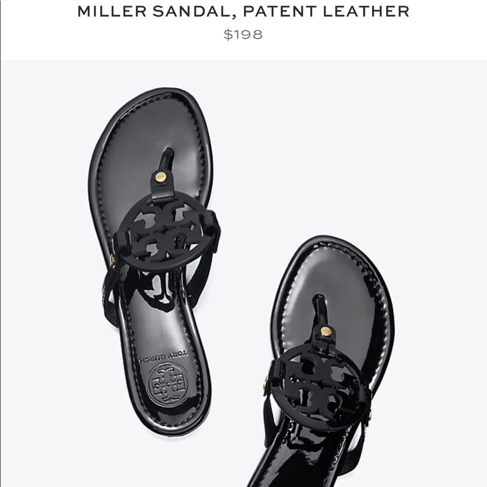 Tory Burch black patent sandals size 7.5